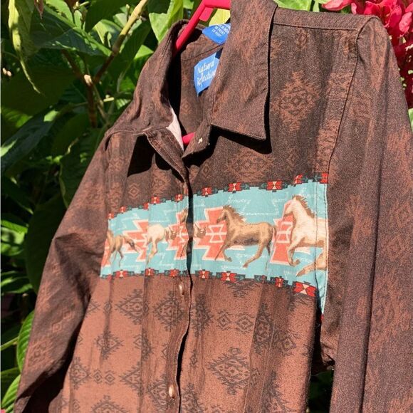 Vintage Tops - Wild horses western button down~